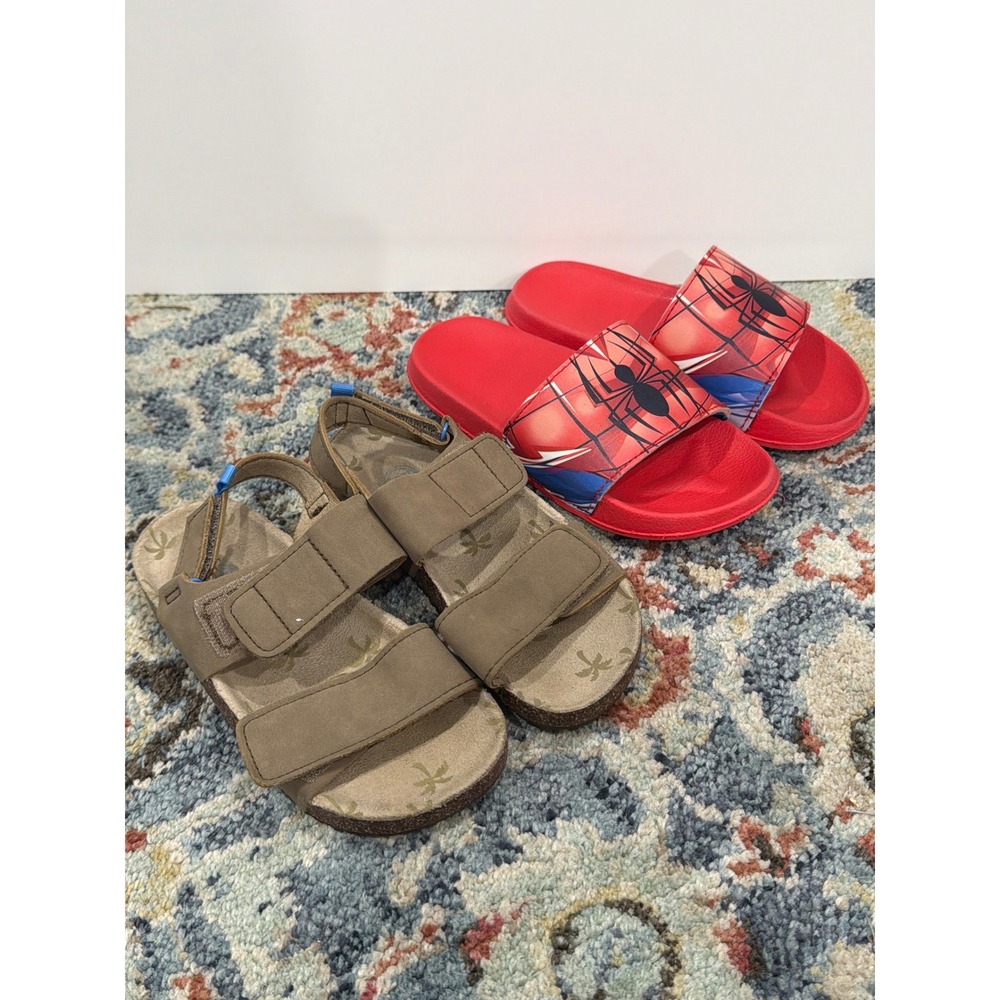 Wonder‎ Nation Spider-Man Sandal Slide Bundle Boys 12 Red Tan Casual EUC